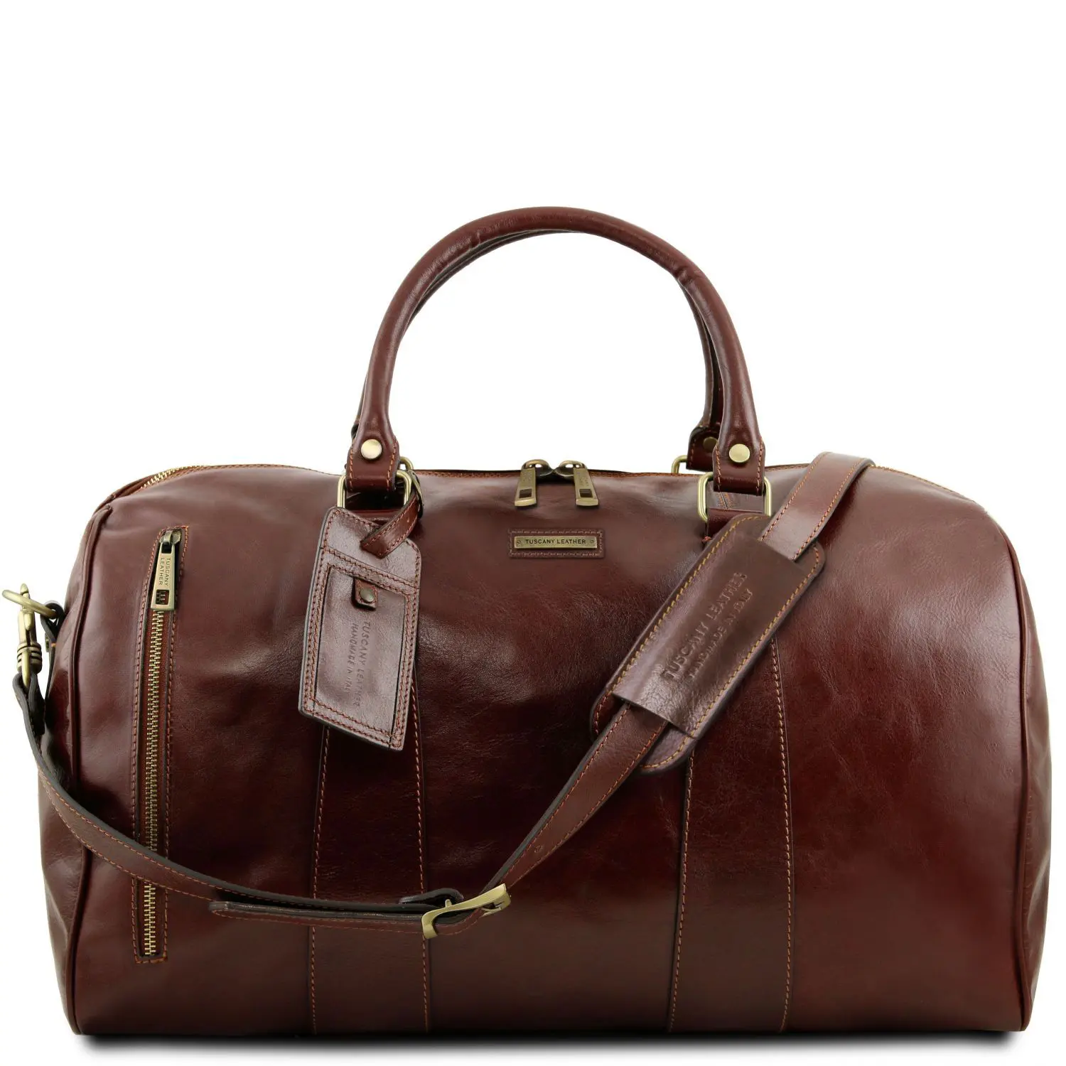  Cenzo Duffle Vecchio Brown Italian Leather Weekender Travel  Bag