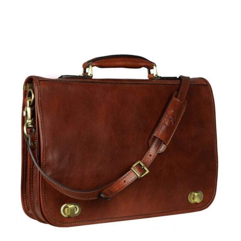 Men's Leather Briefcase with Detachable Shoulder Strap Illusions