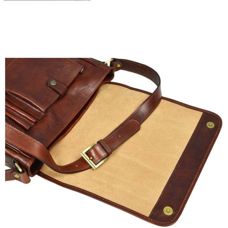 Leather Messenger 15.6 Laptop Bag - Double Trouble - Domini Leather