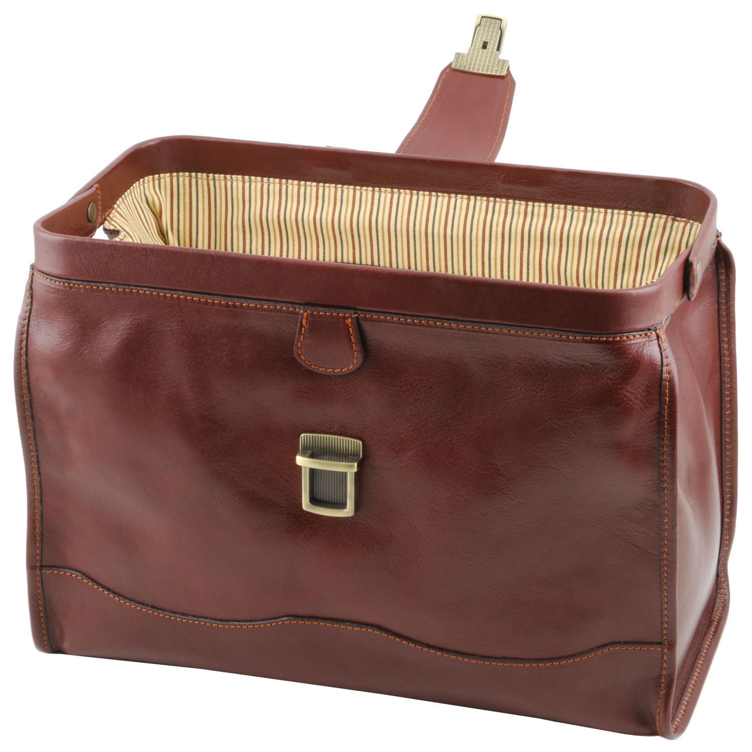 Full grain LEATHER doctor's bag with metal zip and front pocket