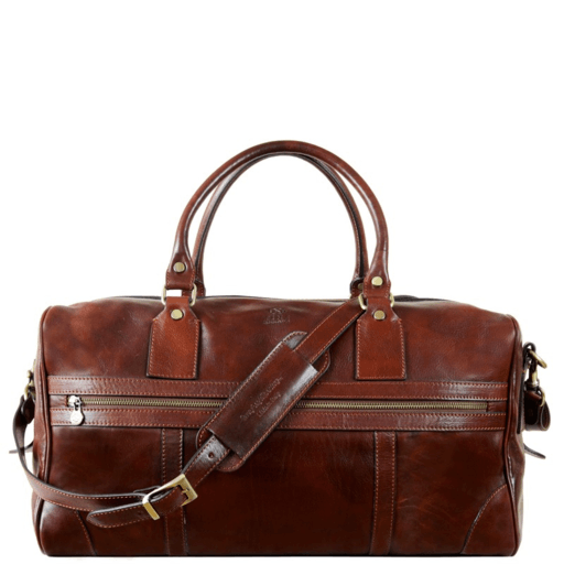 Unisex Brown Leather Duffel Bag Domini Leather