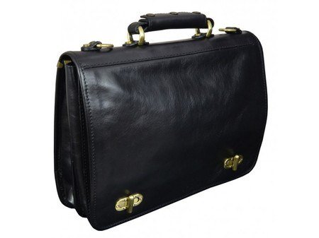 Superb Black Leather Briefcase For Men With Detachable Shoulder Strap 2