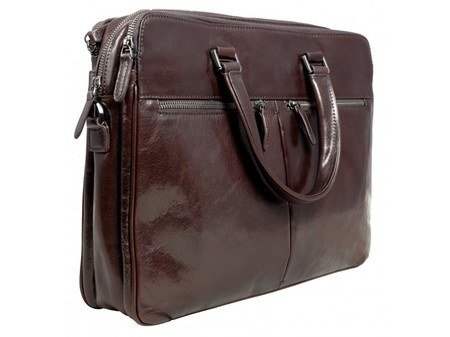 Aubergine Leather laptop Bag With Shoulder Strap