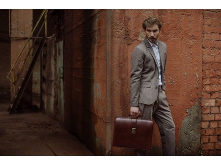 Brown Leather Business Briefcase For Men