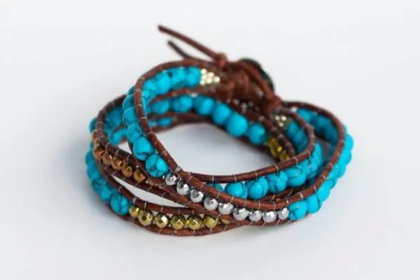 Beaded Leather Wrap Bracelet