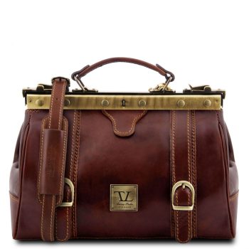 Doctor Gladstone Leather Bag with Front Straps - Monalisa - Brown
