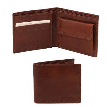 Exclusive 2 Fold Leather Wallet for Men with Coin Pocket - Curnier - Brown