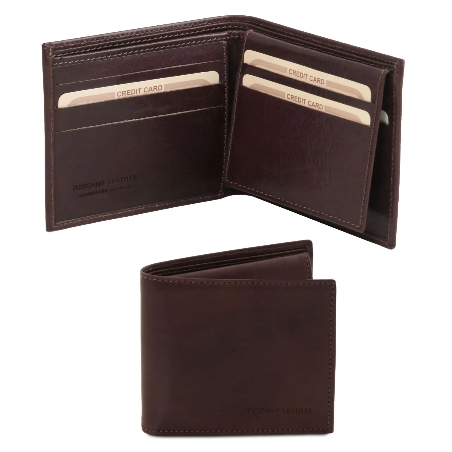 Exclusive Leather 3 Fold Wallet for Men - Allex - Dark Brown