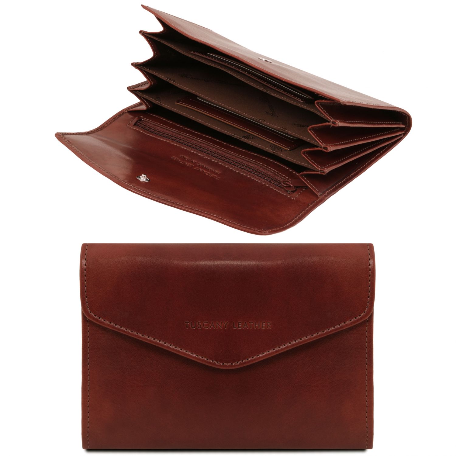 Exclusive Leather Accordion Wallet for Women - Alissas - Brown