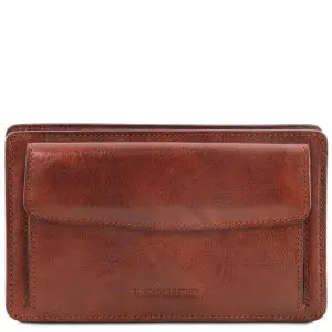Exclusive Leather Handy Wrist Bag for Men - Denis - Brown
