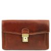 Exclusive Leather Handy Wrist Bag for Men - Tommy - Brown