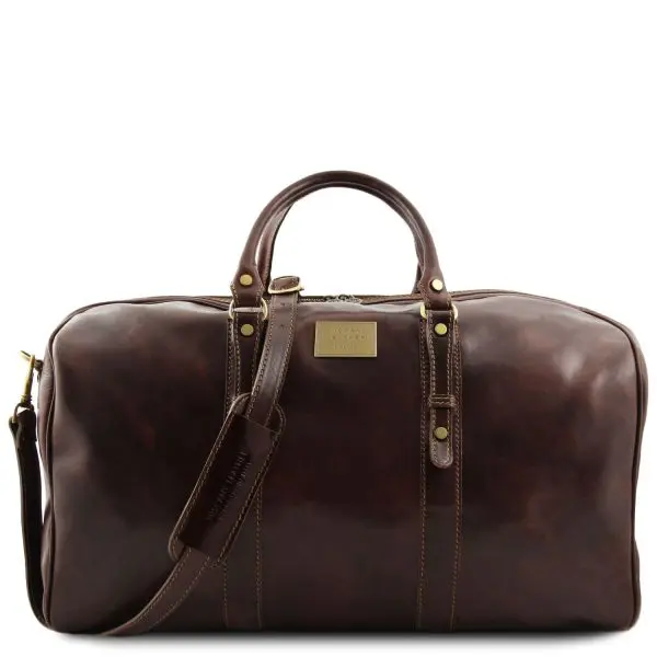 Exclusive Leather Weekender Travel Bag - Large size - Francoforte - Dark Brown