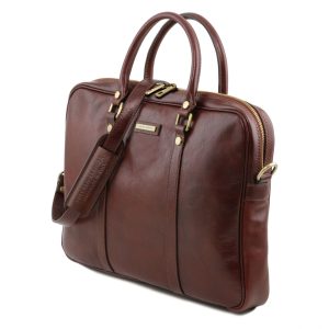 Leather 17.3 Laptop Briefcase - Mantova - Domini Leather