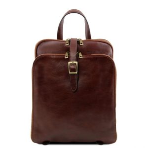 Leather Backpack with 3 Compartments - Taipei