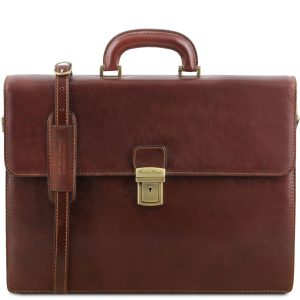 Leather Briefcase With 2 Compartments - Parma