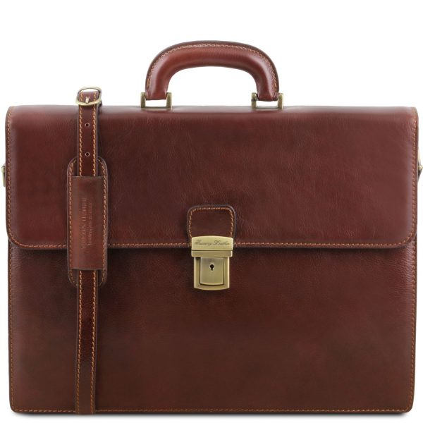 Leather Briefcase With 2 Compartments - Parma