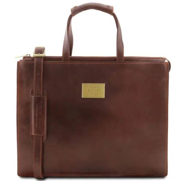 Leather Briefcase with 3 Compartments for Women - Palermo