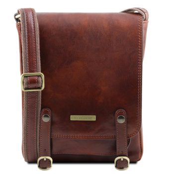 Leather Crossbody Bag for Men with Front Straps - Roby
