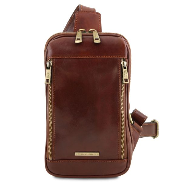 Leather Crossover Bag - Martin - Brown
