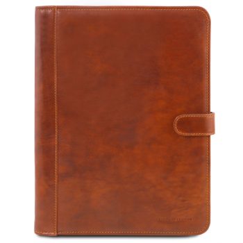Leather Document Case with Button Closure - Adriano