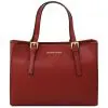Leather Handbag - Aura - Red