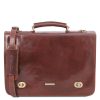 Leather Messenger Bag With 2 Compartments - Siena
