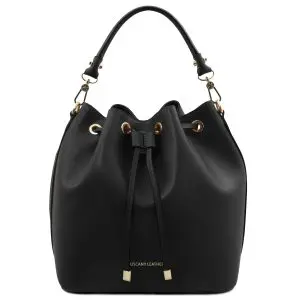 Leather Secchiello Bag - Vittoria - Black