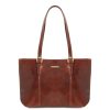 Leather Shopping Bag With Two Handles - Annalisa