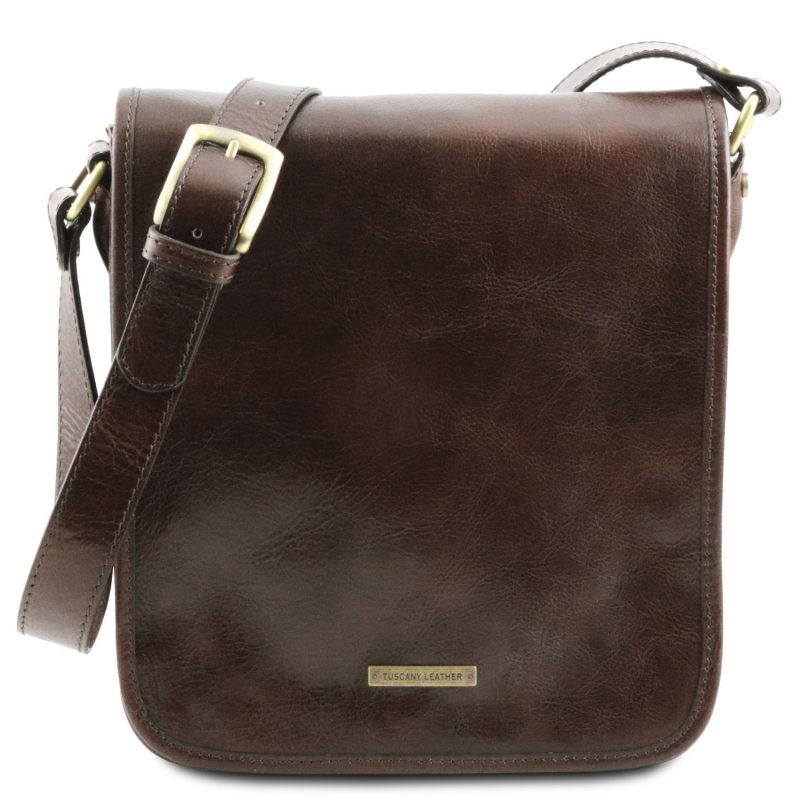 Men's Premium Full Grain Leather Crossbody Shoulder Bag with 2 ...