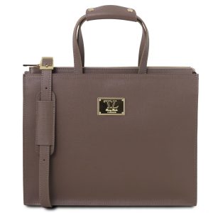 Saffiano Leather Briefcase with 3 Compartments for Women - Palermo