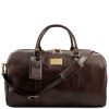 Voyager Travel Leather Duffle Bag with Pocket on the Backside - Large Size - Andance