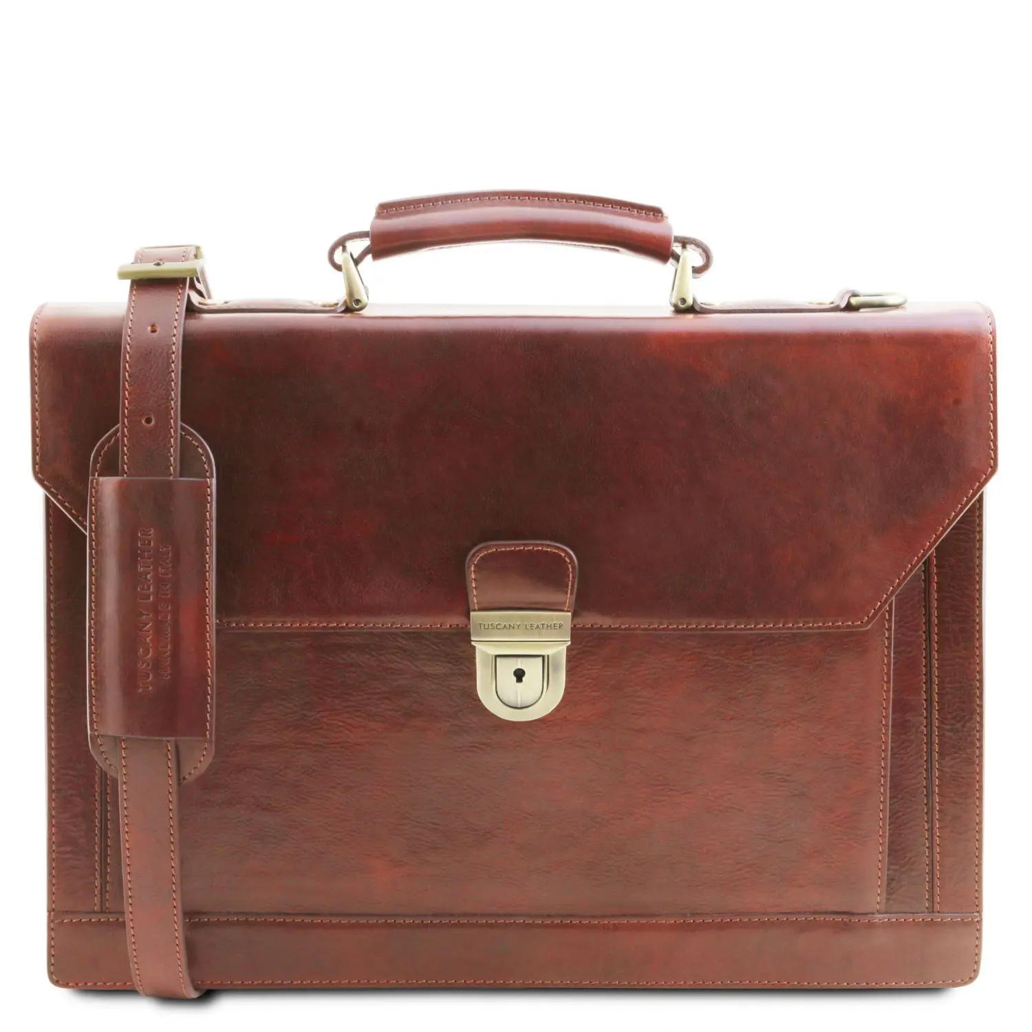 Leather briefcase 3 compartments CREMONA