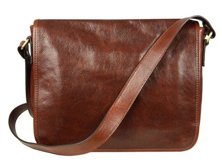 Brown And Simple Leather Messenger Bag