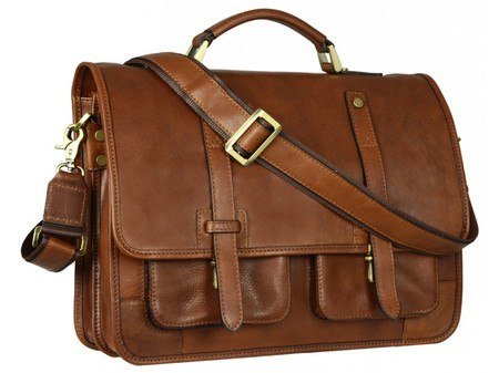 Brown Leather Laptop Bag With Shoulder Strap