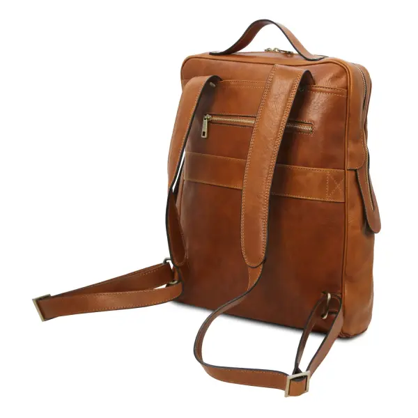 Leather 17" Laptop Backpack - Large Size - Bangkok - Image 2