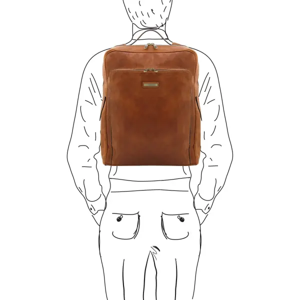 Leather 17" Laptop Backpack - Large Size - Bangkok - Image 9