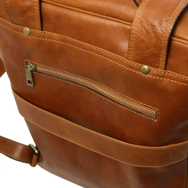 Leather 17" Laptop Backpack - Large Size - Bangkok - Image 4
