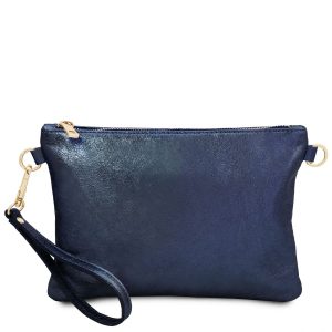 Metallic Soft Leather Clutch Handbag - Pertuis