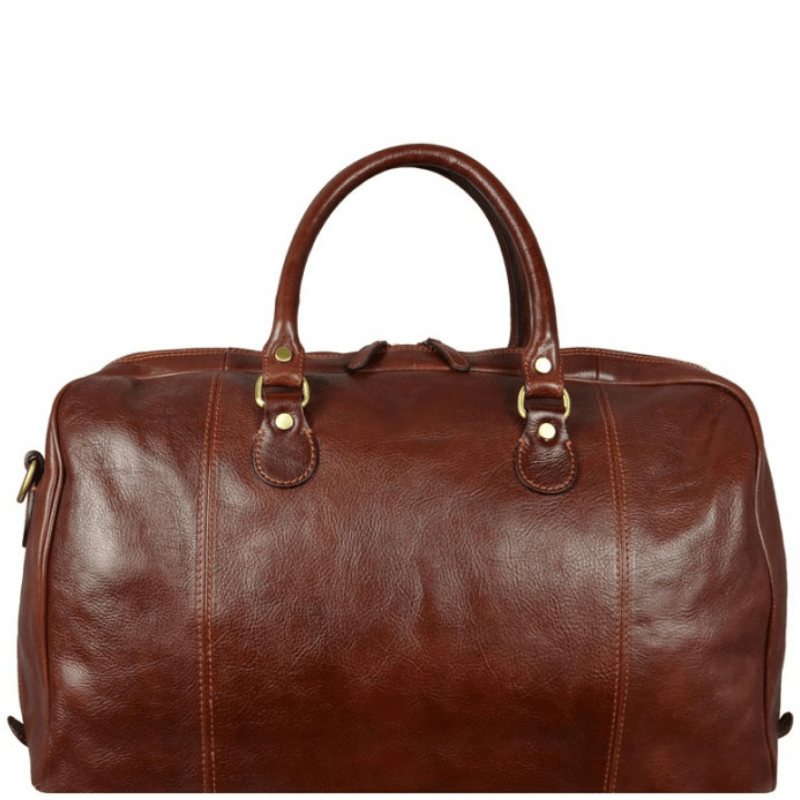 Leather Duffle Bag with Shoulder Strap - Monte Cristo - Domini Leather