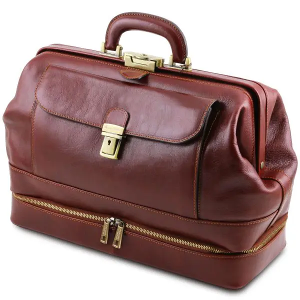 Leather Doctor Bag with Double Bottom - Giotto - Domini Leather