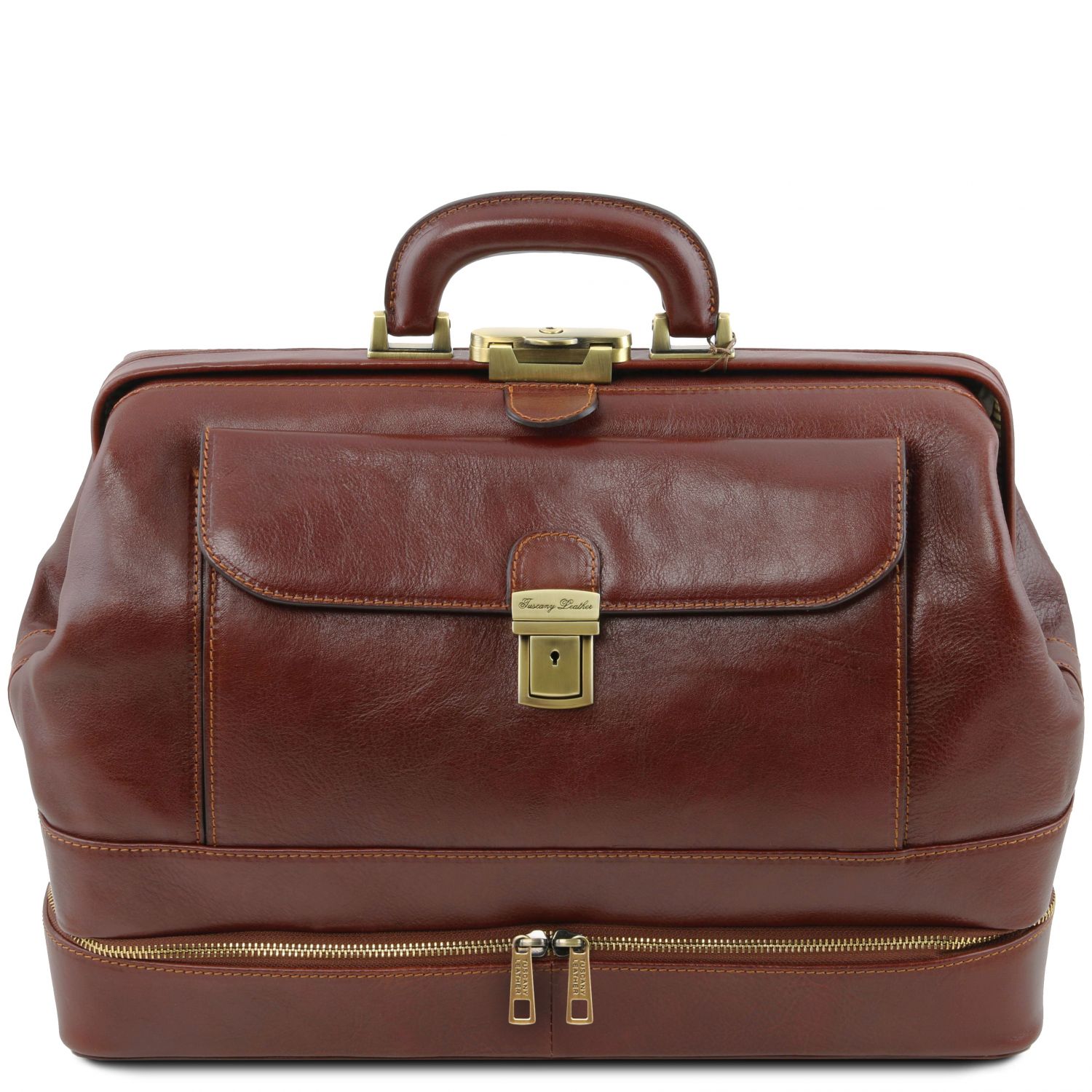 Shoulder Strap and Double Bottom Exclusive Doctor Bag in Genuine Leather Made in Italy
