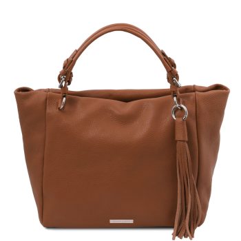 Soft Leather Shopping Bag – Aubord - Cognac
