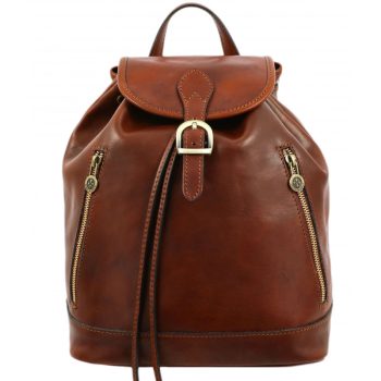 Leather Backpack for Women – White Noise - Brown