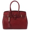 Handbag in ostrich-print leather – Courry