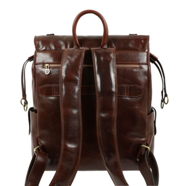 Men's Exclusive Large Full Grain Leather 20L Backpack with 2 ...