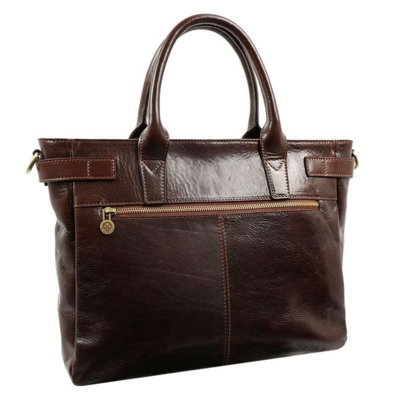 Rowdy Leather Tote Bag For Women, Honey-hued 'Amber', Soft & Natural Aniline Leather, Zipper Closure