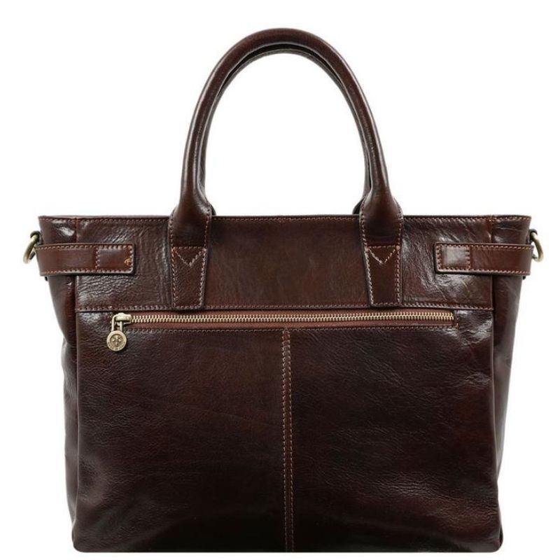 Rowdy Leather Tote Bag For Women, Honey-hued 'Amber', Soft & Natural Aniline Leather, Zipper Closure