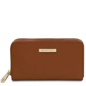 Smooth Leather Double Zip Wallet - Gaia