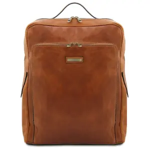 Leather 17 Laptop Backpack - Large Size - Bangkok Natural